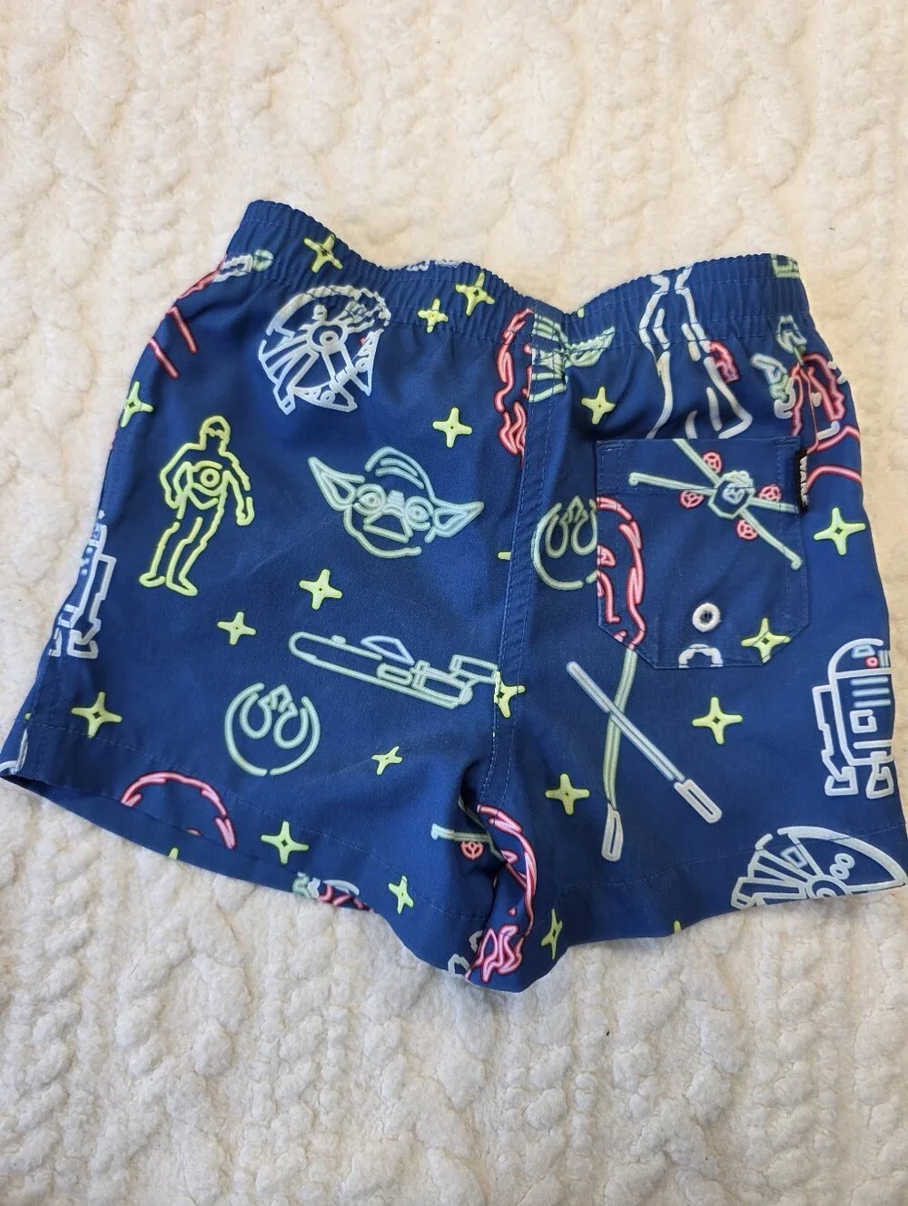 Chubbies x Star Wars Kids Swim Trunks Blue Neon Print Size 3T